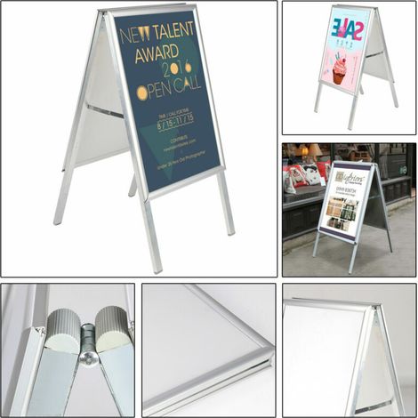 Youyijia A2 Poster Display Stand, Dual-Sided Board Sign,A-Board Sign Display with Double Aluminum Sided Poster Holder for Shop Advertising - Ideal for Indoor Use (1/5)