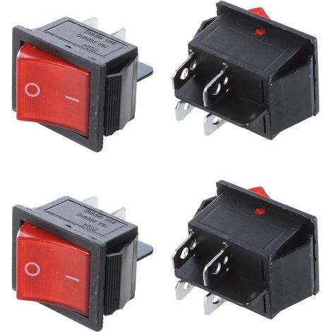 Lot de 4 interrupteurs à bascule KCD4 DPST marche/arrêt à 4 broches pour bateaux, 15 A/20 A CA, 250 V/125 V (1/4)