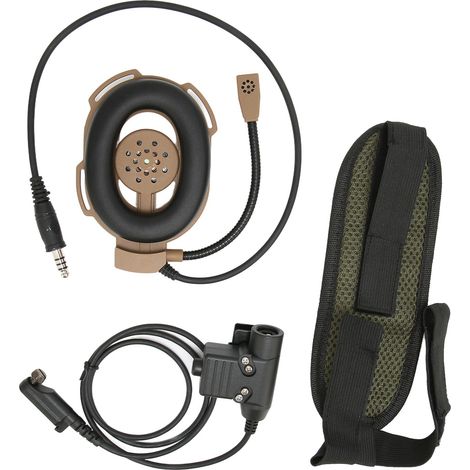 Casque unilatéral militaire HD01 haute résistance pour talkie-walkie Hytera PD600, PD602, PD605 et PD662 (marron)