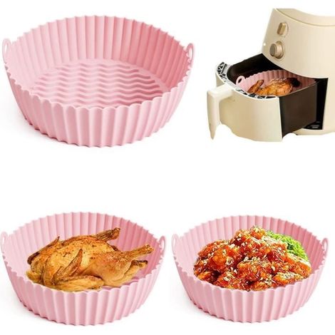 Cuiseur Vapeur - Pot en Silicone - Antiadhésif - Réutilisable - 20x20x6.6cm - Rose (1/4)