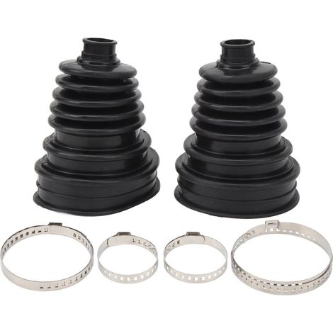 Deux jeux de housses anti-poussière pour voiture, kit de réparation d'essieu en silicone avec deux pinces en acier inoxydable, universellement adapté aux SUV, berlines et camions (noir). (1/4)