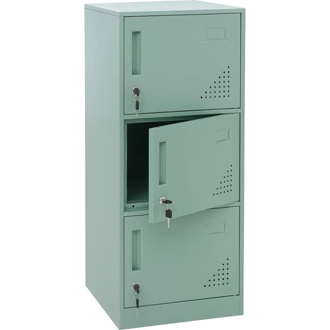 Taquilla con 3 puertas con cerradura 90x38x45 cm chapa de acero laminada en frío de 0,5 mm verde menta 040008941 (1/5)