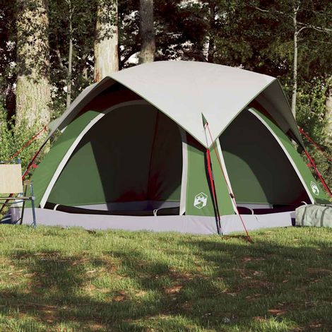 vidaXL Tente de camping de cabine 4 personnes vert imperméable (1/5)