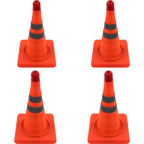 Cône de signalisation pliable de 45 cm (18 pouces) avec feux LED, couleur orange et anneaux réfléchissants. Cône escamotable multifonctionnel pour la sécurité routière, la pratique de la conduite et l (1/5)