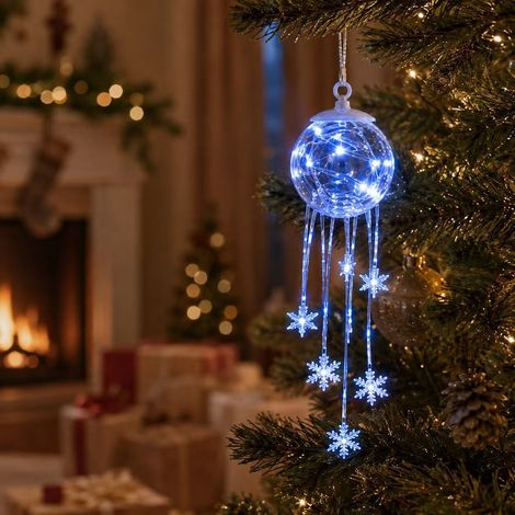 Adorno colgante luminoso con forma de cascada de copos de nieve mágicos de invierno - Decoración de luz de cristal (1 pieza) (1/5)