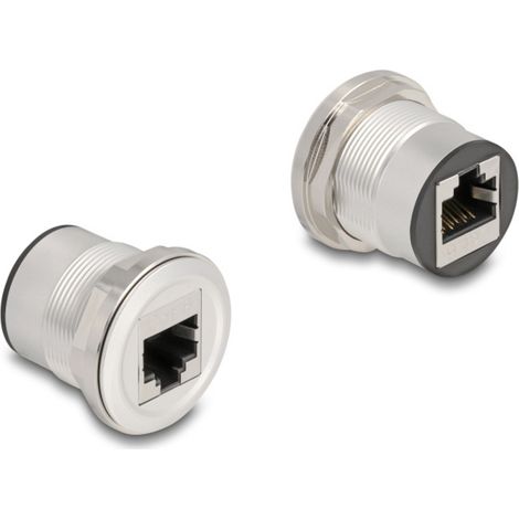 Delock 88190 RJ45 Einbaubuchse Kupplung Cat.6 STP Aluminium 88190 Schwarz, Silber 1 St. (1/2)