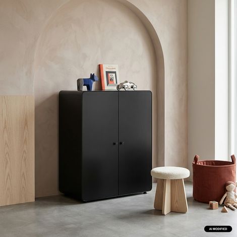 sweeek - Commode armoire métal 2 portes noir - Tribeca (1/5)