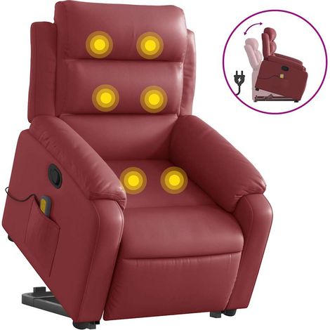 Maison Exclusive - Massagesessel mit Aufstehhilfe Weinrot Kunstle