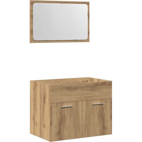 Ensemble de meubles salle de bain 2 pcs,Ensemble d'armoires de salle de bain bois d'ingénierie CFW27787 (1/5)
