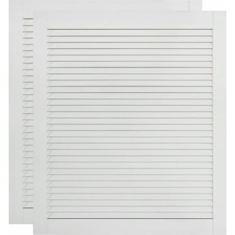 Portes à persiennes 2 pièces bois de pin massif 61,5 x 49,4 cm blanc