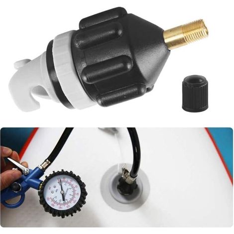 Adaptateur Sup Pompe à Air Conventionnelle Adaptateur Sup pour Compresseur Convertisseur de Pompe à Air pour Canoë Kayak Paddle Board Bateau Pneumatique Adaptateur de Valve Standard Noir (1/5)