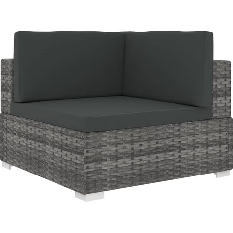 Asiento seccional de esquina con cojines 1 ud ratán PE gris