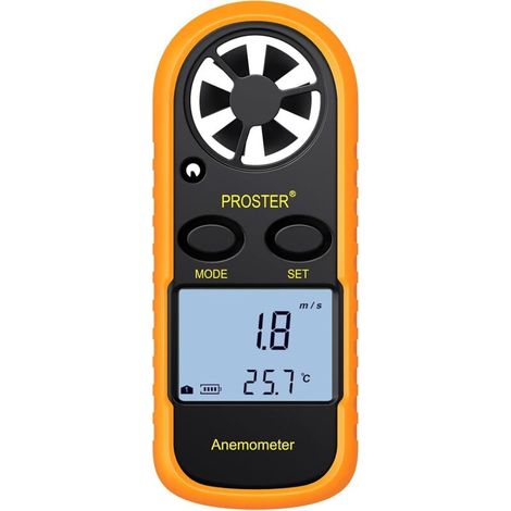 Anémomètre numérique LCD Indicateur de vitesse du vent Indicateur de mesure de la vitesse du flux d'air Thermomètre avec rétroéclairage (1/5)