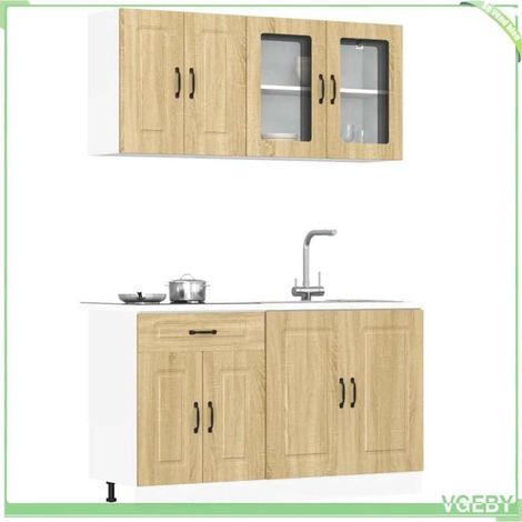 Ensemble d'armoires de cuisine 4 pièces - Kalmar - Chêne Sonoma - Bois d'ingénierie - Pieds réglables (1/5)