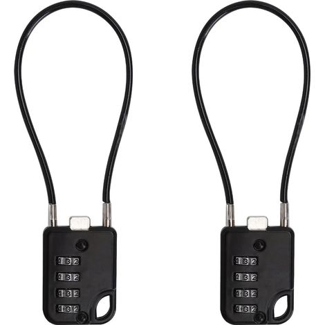 (2) Candado de combinación de 4 dígitos con cable de acero de 14,5 cm, candado para bicicleta y equipaje robusto y duradero También apto para mochilas, maletas, cascos, patinetes, etc 3 x 4 cm (1/5)