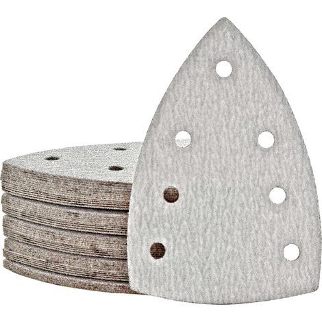 MioTools Shark Klett-Schleifblätter, 150 x 100 mm, 7-Loch, f. Deltaschleifer, Normalkorund (50 Stk.) K40