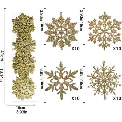 40 pièces flocons de neige scintillants guirlande de Noël décorations suspendues pour sapin fête multicolores (1/2)