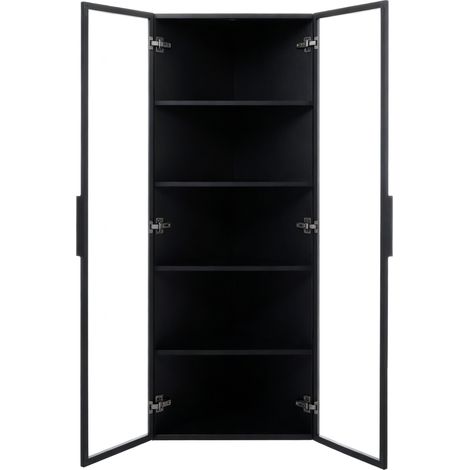 Vitrina esquinera LED de cristal negro 62 x 35 x 160 cm MODENUIT (1/5)