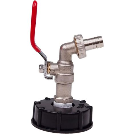Grifo para tanque de recolección de agua de lluvia de 1000 L - Adaptador roscado IBC de 1/2 pulgada - Conexión para manguera (1/5)