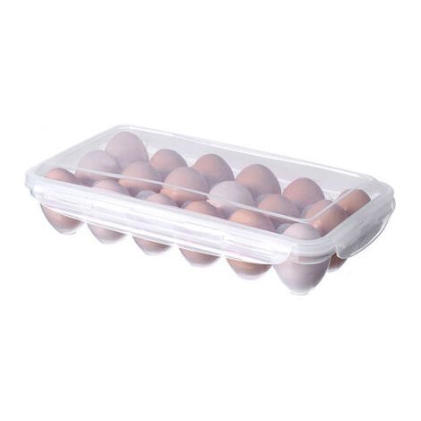 Boîte à œufs, boîte de rangement pour œufs au réfrigérateur à 18 compartiments avec couvercle, plateau à œufs, support à œufs pour réfrigérateur, récipient de rangement pour œufs, plastiqu (1/5)