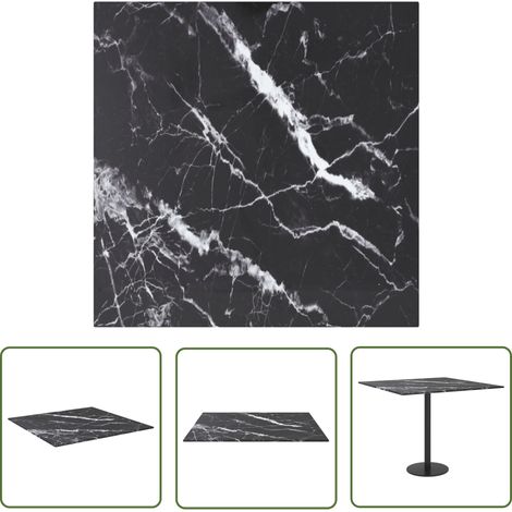 The Living Store Dessus de table noir 50x50 cm 6 mm verre trempé design marbre - Dessus De Table - Plateau De Table - Verre Trempé - Design Marbre - Table À Manger (1/5)