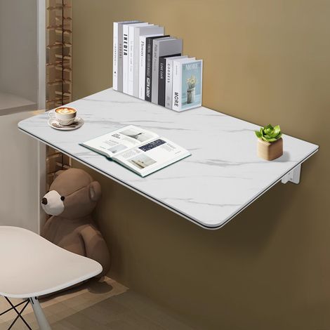 Wandschreibtisch, Wandklapptisch für kleine Räume, klappbarer Schreibtisch für Waschküche, Homeoffice, Computerarbeitsplatz, Arbeitsbank, Küche/Esszimmer (weiß, 80 x 50 cm)