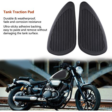 Lot de deux autocollants antidérapants pour réservoir de carburant et coussinets de protection, adaptés aux motos anciennes (noir). (1/5)