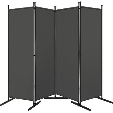 WOLTU Paravento da Interno e da Esterno. Divisorio per Ambienti Pieghevole con 4 Pezzi. Parete Divisoria in Tessuto Poliestere. Protezione Privacy. 223x177cm. Grigio Scuro