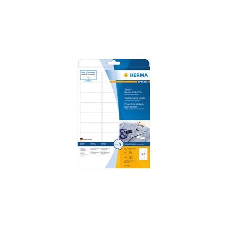 HERMA TextilNamensetiketten A4 88.9x 33.8mm weiss 160 St. (1/2)