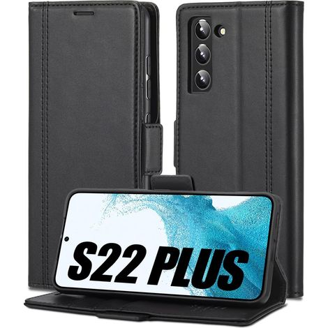 FUNDA TAPA PARA SAMSUNG GALAXY S22+ 5G FUNDA DE PIEL PU NEGRA ELEGANTE (1/5)