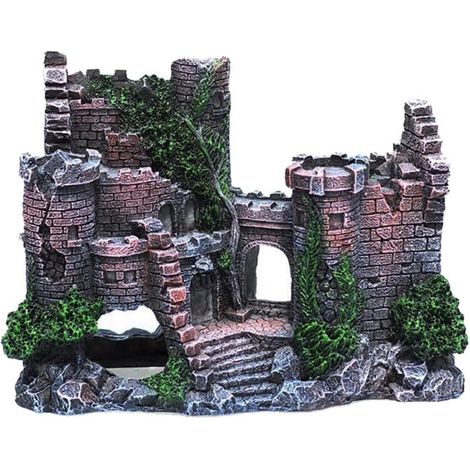Resin Aquarium Decoration - Castle Shape Fish Hideout - Realistic Details - Aquarium Accessory