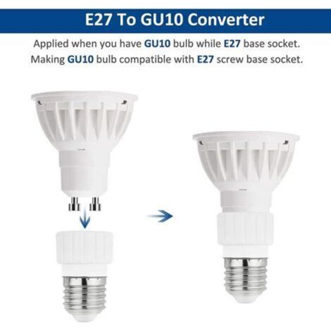 Adaptateur De Douille E27 Vers Gu10, 0-250V, Max. 200W, Convertisseur De Douille À Visser E27 En Culot Pour Gu10 Ampoule Led, Lampe Halogène Et Cfl, Adaptateur En Céramique, Lot De 6 (1/3)