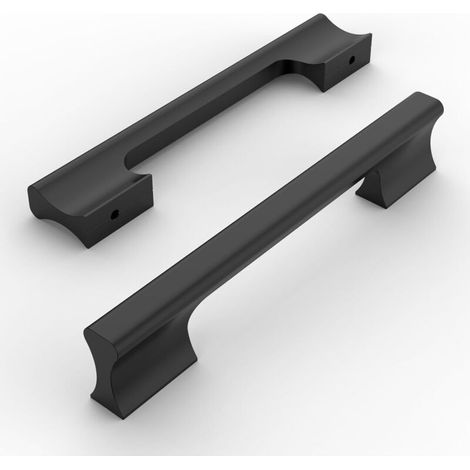 Poignée de meuble noire - Lot de 10 poignées pour tiroirs de cuisine, armoires, penderies et coiffeuses - Design moderne, installation facile (1/4)
