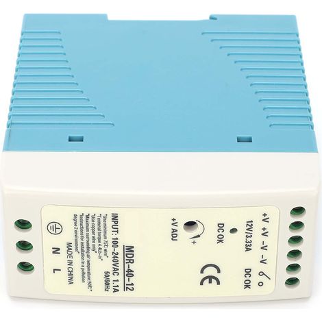 Alimentation à découpage BERM 40 W à sortie unique, entrée sur rail ultra-mince 100-240 V CA MDR-40-12