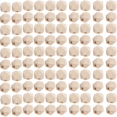 100Pcs Octagonal Wood Beads DIY Hand‑Made Necklaces Keychains Jewelry Accessory Materials (1/5)