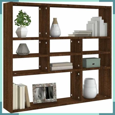 étagère murale - 815560 - chêne marron - 90 x 16 x 78 cm - bois d'ingénierie (1/5)