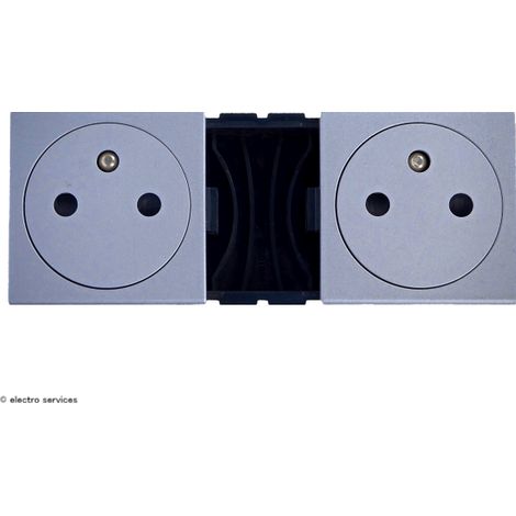 Double prise de courant 2P+T Surface Mosaic Legrand Finition: Aluminium