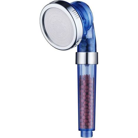 High pressure shower head with three-speed adjustment nozzle, blue ion shower filter system, removable and washable pressurized hand shower set (1/5)