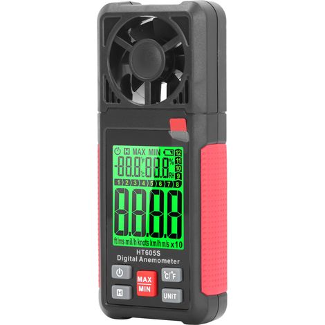 Anémomètre numérique haute précision avec écran LCD 2,26 pouces, testeur de vitesse et de flux d'air thermique portable pour la voile et le surf (1/5)