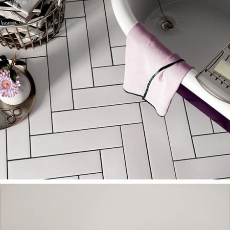 Carrelage sol / mur pose baton rompu chevron uni blanc mate 9,2x36,8 cm STROMBOLI WHITE PLUME (vendu par boite de 0.65m2) (1/4)
