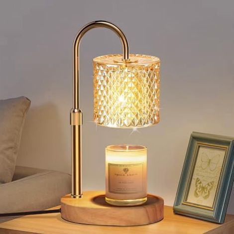 Lampe Chauffe-Bougie - Réglage Hauteur - Minuterie 2 4 8 H - Gradation Intensité Lumière - Pour Décoration Intérieure - 1 Pièce