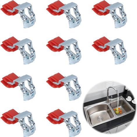 Sink 105D0227 Stainless Steel Adjustable Kitchen Bathroom Shower Clips, 50 x 25 x 18 mm, Pack of 10 (1/5)