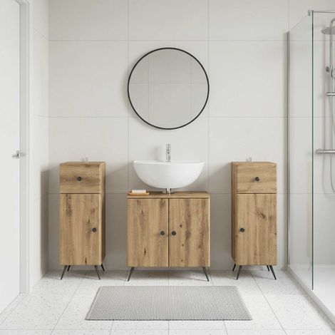 vidaXL 3 Piece Bathroom Cabinet Set BREDA Artisan Oak Engineered Wood (1/5)