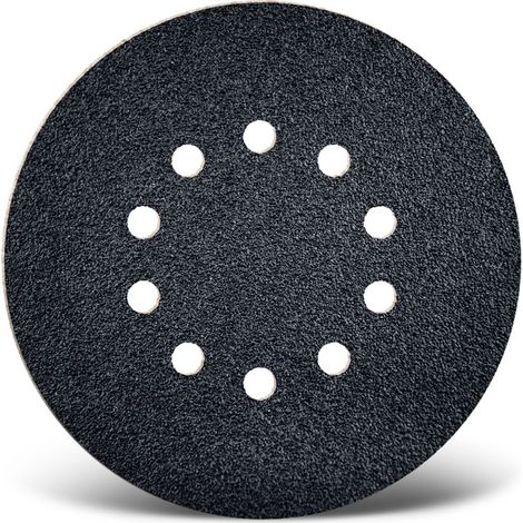 MENZER Black Dischi abrasivi a gancio e anello, 225 mm, 10 fori, p. Levigatrici per muri, Carburo di silicio (10 Pz.) G16