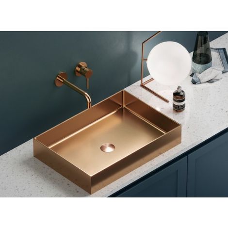 Lavabo à poser SATURN 55x38x10 cm en acier inoxydable rose gold (1/2)