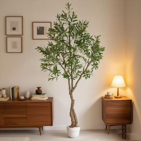 Olivier Artificiel 180cm Grande Plantes Artificielles Interieur Fausse Plante Verte Décoration pour Intérieur Extérieur Maison Chambre Salon Balcon Cour Jardin (1/5)
