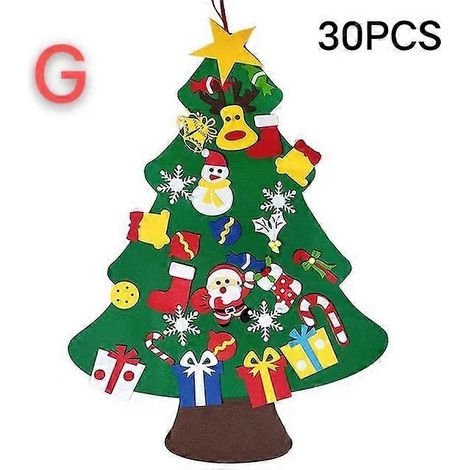 Sapin de Noël en feutrine pour enfants, bricolage, Père Noël, sapin, cadeau, décoration de Noël, sapin de Noël, bonne année, style sapin de Noël (1/5)