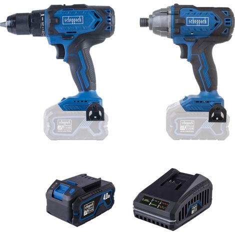 Scheppach Pack 2 outils sans fil 20V IXES : Perceuse à percussion + visseuse à choc - 1 batterie 4Ah + chargeur inclus