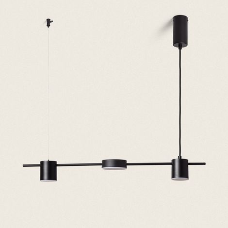 LED Pendelleuchte Linear 18W Metall und Glas Kurna Mattschwarz