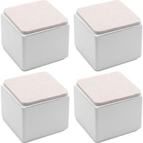 Lot de 4 rehausseurs de lit autocollants, carrés et robustes, en acier carbone, pour table et canapé, ajoutant 5 cm de hauteur avec patin en feutre, blancs (1/4)
